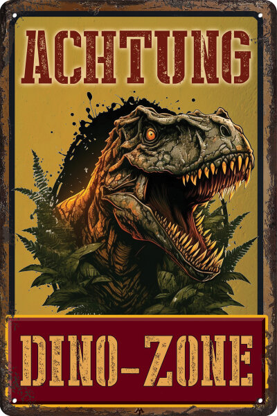 Blechschild für Dino Fans, Kinderzimmer Schild (Dino Zone)