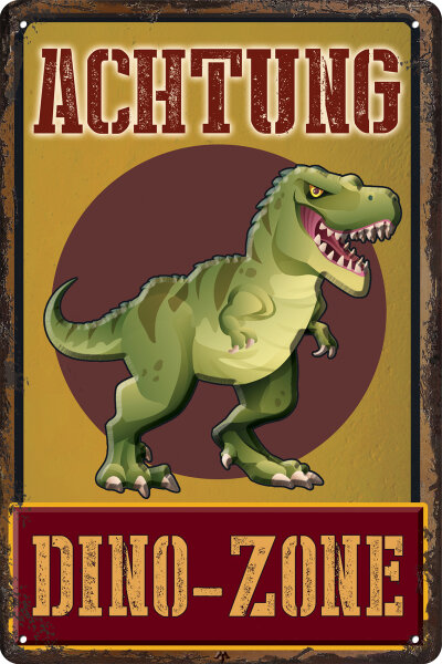 Blechschild für Dino Fans, Kinderzimmer Schild (Dino Zone)