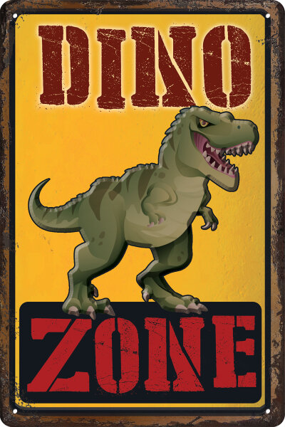 Blechschild für Dino Fans, Kinderzimmer Schild (Dino Zone)