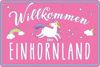 Blechschild für Einhorn Fans, Kinderzimmer Schild...