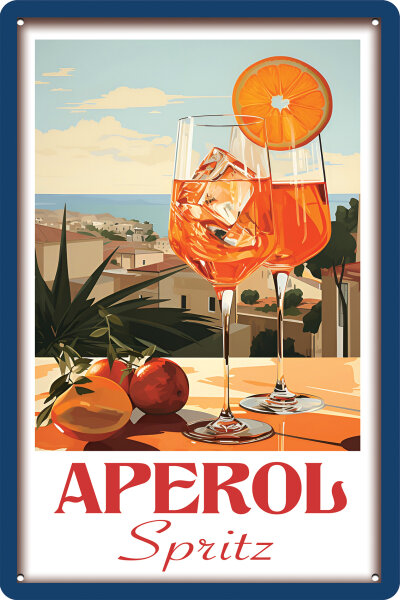 Blechschild für Aperol Liebhaber  - Kulisse und roter  Schrift