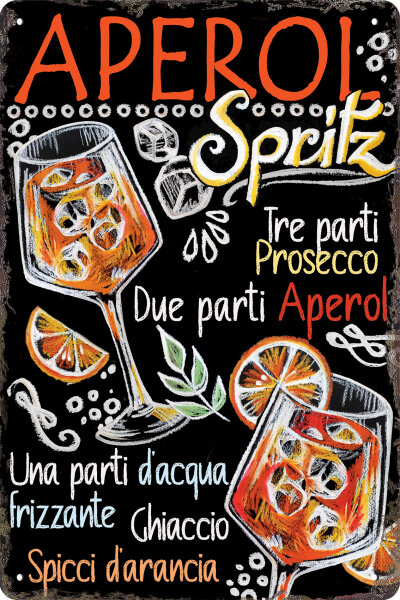 Blechschild für Aperol Liebhaber  - Rezept auf Italienisch