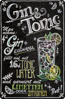 Blechschild für Gin Liebhaber  - Gin Tonic Rezept...