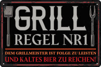 Blechschild für Grill Fans - Grillregel Nr. 1...