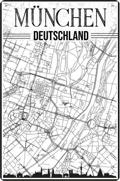 Blechschild für Bayern Reise Fans - München Stadtplan