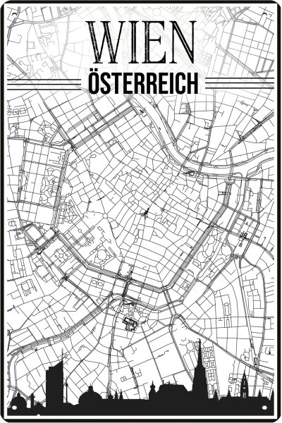 Blechschild für Österreich Reise Fans - Wien Stadtplan