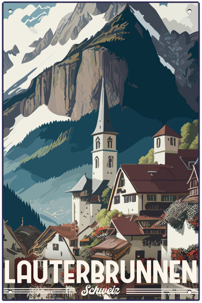 Blechschild für Schweiz Reise Fans - Lauterbrunnen