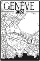 Blechschild für Schweiz Reise Fans - Genf Stadtplan