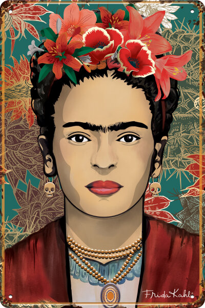 Blechschild  für Frida Kahlo Fans und Liebhaber  (Porträt 1)