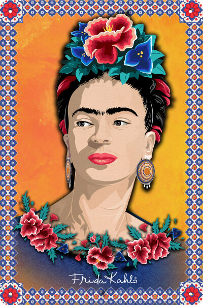 Blechschild  für Frida Kahlo Fans und Liebhaber  (Porträt 2)