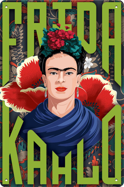 Blechschild  für Frida Kahlo Fans und Liebhaber  (Porträt 5)