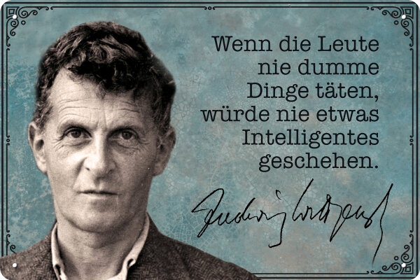 Blechschild mit Aphorismus für Ludwig Wittgenstein Fans