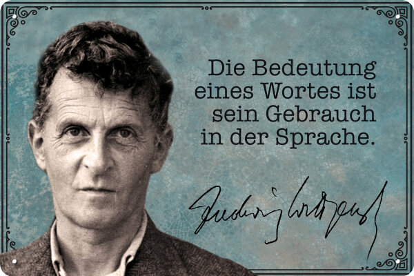 Blechschild mit Aphorismus für Ludwig Wittgenstein Fans