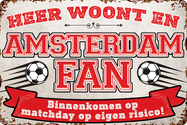 Blechschild für Fussball Fans - Retro Fan Artikel (Amsterdam)