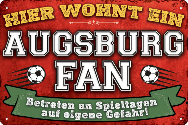 Blechschild für Fussball Fans - Retro Fan Artikel (Augburg)