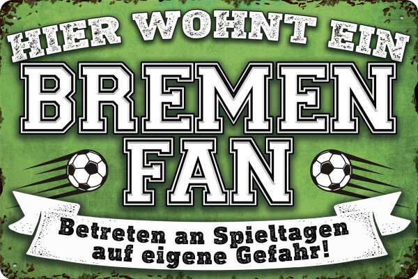 Blechschild für Fussball Fans - Retro Fan Artikel (Bremen)