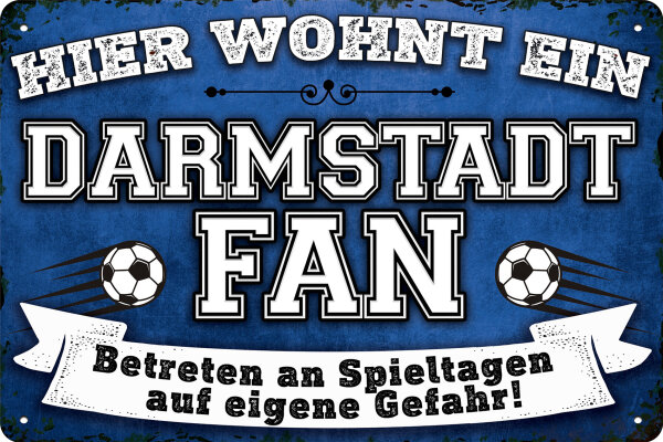 Blechschild für Fussball Fans - Retro Fan Artikel (Darmstadt)