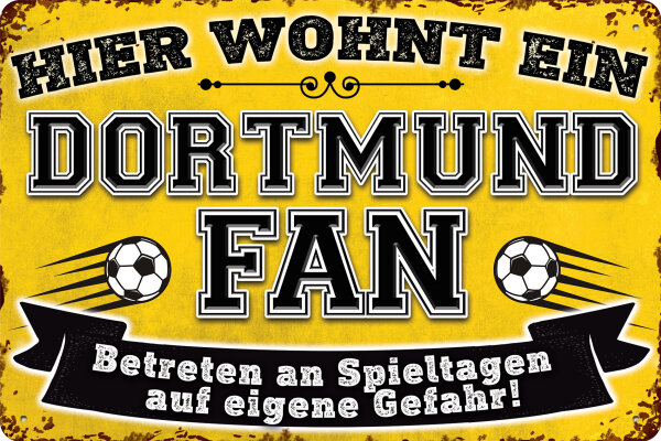 Blechschild für Fussball Fans - Retro Fan Artikel (Dortmund)