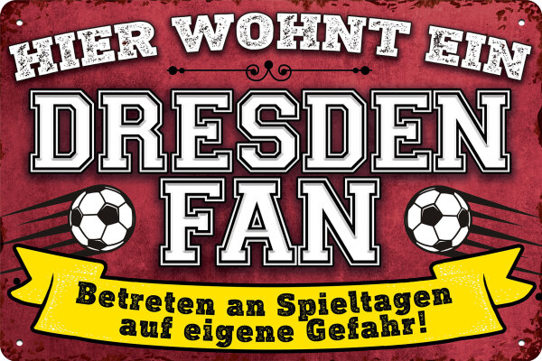 Blechschild für Fussball Fans - Retro Fan Artikel (Dresden)