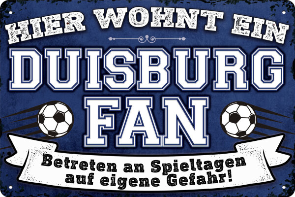 Blechschild für Fussball Fans - Retro Fan Artikel (Duisburg)