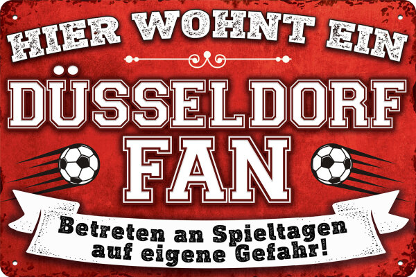 Blechschild für Fussball Fans - Retro Fan Artikel (Düsseldorf)