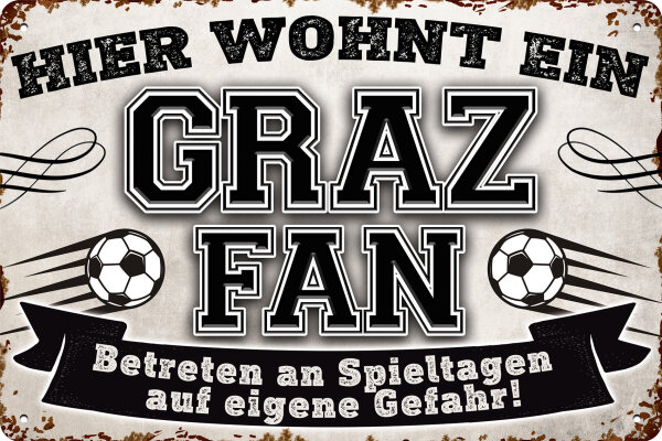 Blechschild für Fussball Fans - Retro Fan Artikel (Graz)