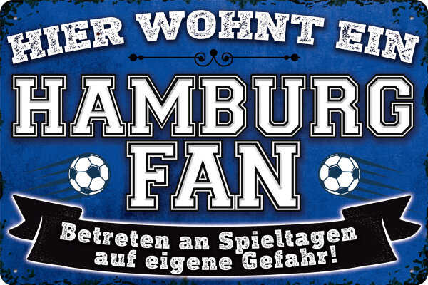 Blechschild für Fussball Fans - Retro Fan Artikel (Hamburg)