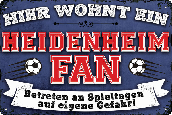 Blechschild für Fussball Fans - Retro Fan Artikel (Heidenheim)