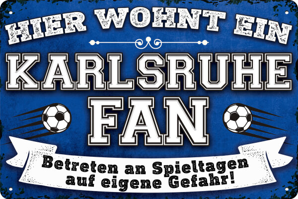 Blechschild für Fussball Fans - Retro Fan Artikel (Karlsruhe)