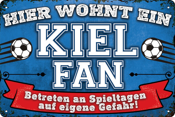 Blechschild für Fussball Fans - Retro Fan Artikel (Kiel)