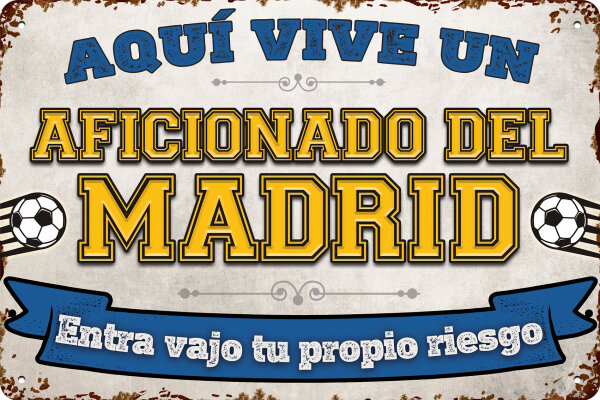 Blechschild für Fussball Fans - Retro Fan Artikel (Madrid Blau)