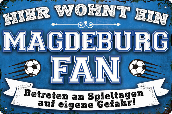 Blechschild für Fussball Fans - Retro Fan Artikel (Magdeburg)