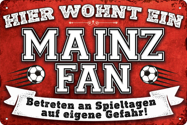 Blechschild für Fussball Fans - Retro Fan Artikel (Mainz)