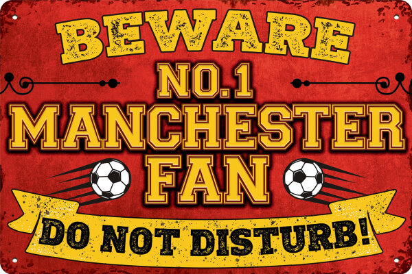 Blechschild für Fussball Fans - Retro Fan Artikel (Manchester rot)