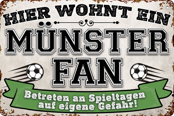 Blechschild für Fussball Fans - Retro Fan Artikel (Münster)