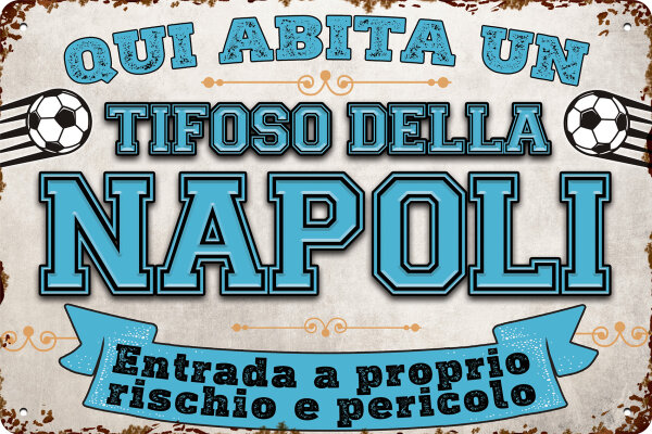 Blechschild für Fussball Fans - Retro Fan Artikel (Napoli)