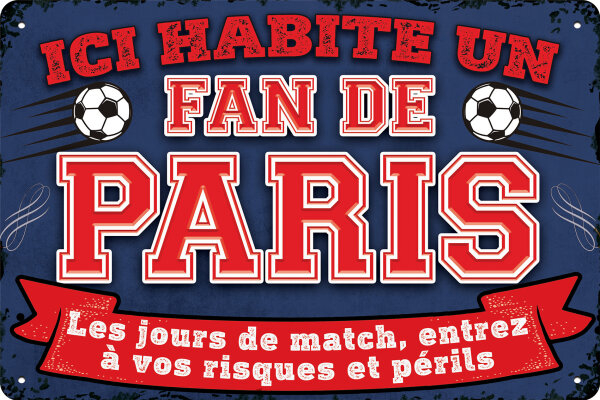 Blechschild für Fussball Fans - Retro Fan Artikel (Paris)