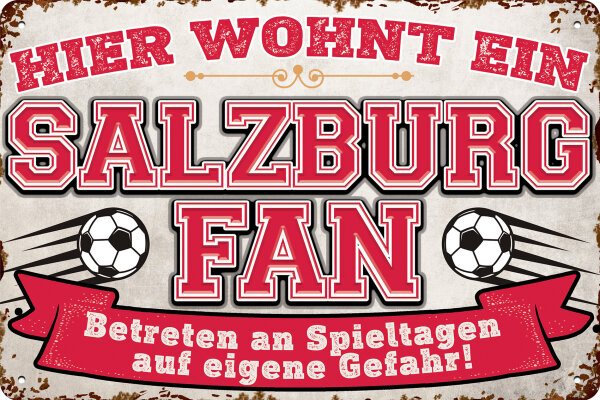 Blechschild für Fussball Fans - Retro Fan Artikel (Salzburg)