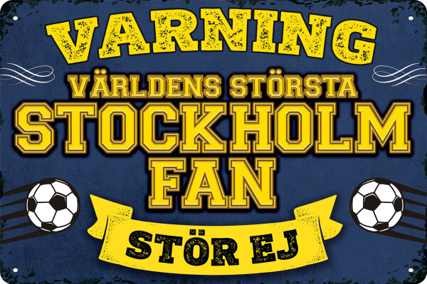 Blechschild für Fussball Fans - Retro Fan Artikel (Stockholm)