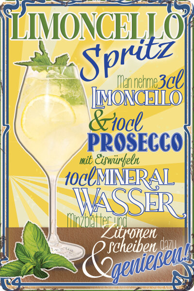 Blechschild für Limoncello Aperitif Liebhaber , 14 x 20 cm