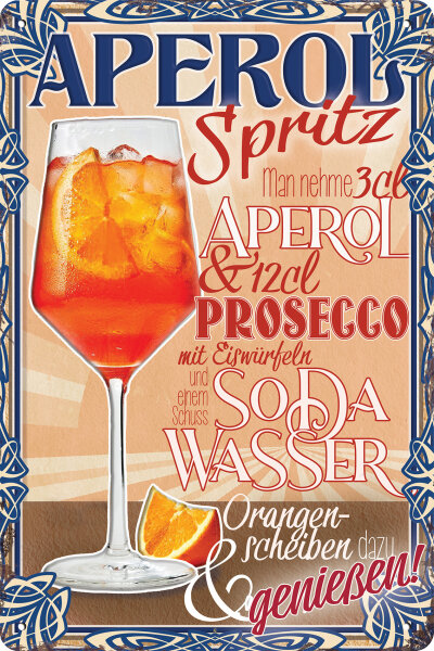 Blechschild für Aperol Liebhaber – Rezept, 14 x 20 cm