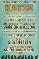 Blechschild f&uuml;r Katzen Fans, lustiger Spruch - Darum...