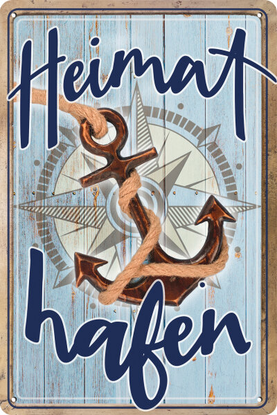 Blechschild für Meer und Strand Fans - Heimathafen (wetterfest), 14 x 20 cm
