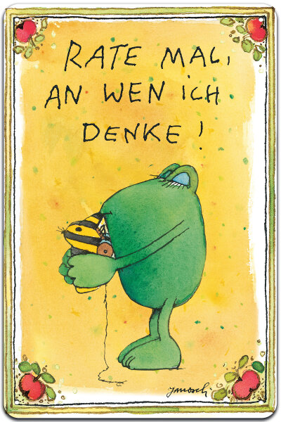 Blechschild für Kinderbuch und Janosch Fans: Rate mal an wen ich denke!, 14 x 20 cm