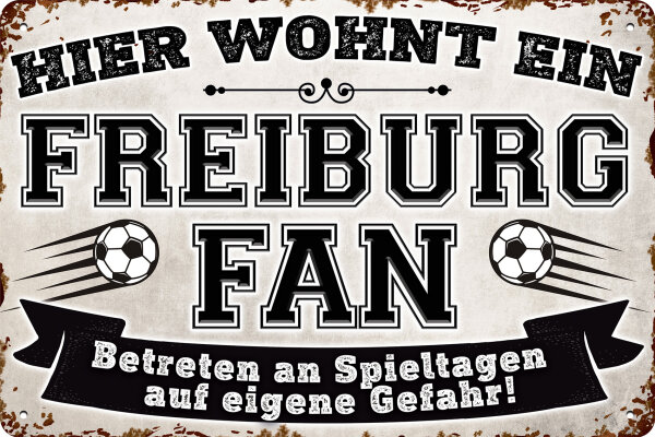 Blechschild für Fussball Fans - Retro Fan Artikel (Freiburg), 14 x 20 cm