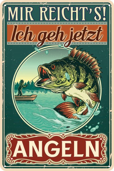 Blechschild für Angler, Angeln und Fisch Fans