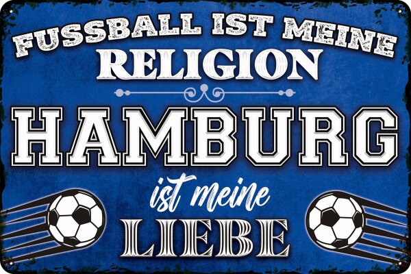 Blechschild für Fussball Fans - Retro Fan Artikel (Hamburg)