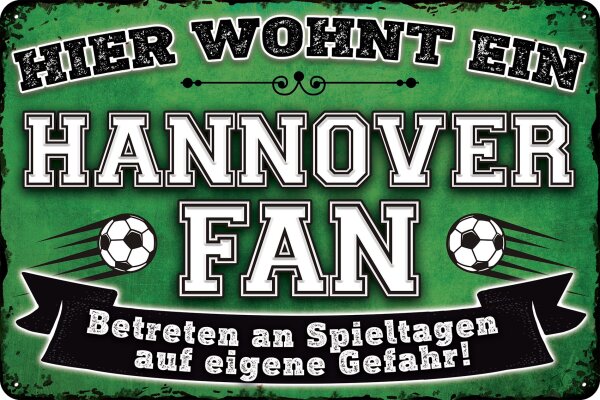 Blechschild für Fussball Fans - Retro Fan Artikel (Hannover)