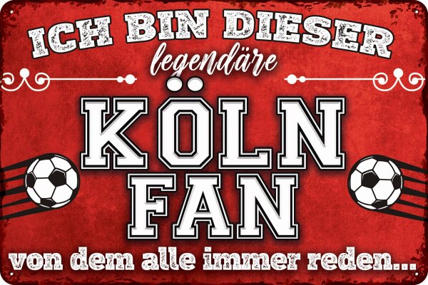 Blechschild für Fussball Fans - Retro Fan Artikel (Köln)