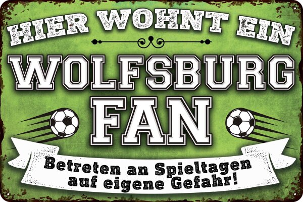 Blechschild für Fussball Fans - Retro Fan Artikel (Wolfsburg)